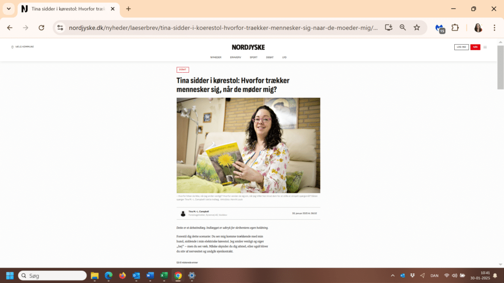 Et screenshot billede fra kronikken om mødet med Tina